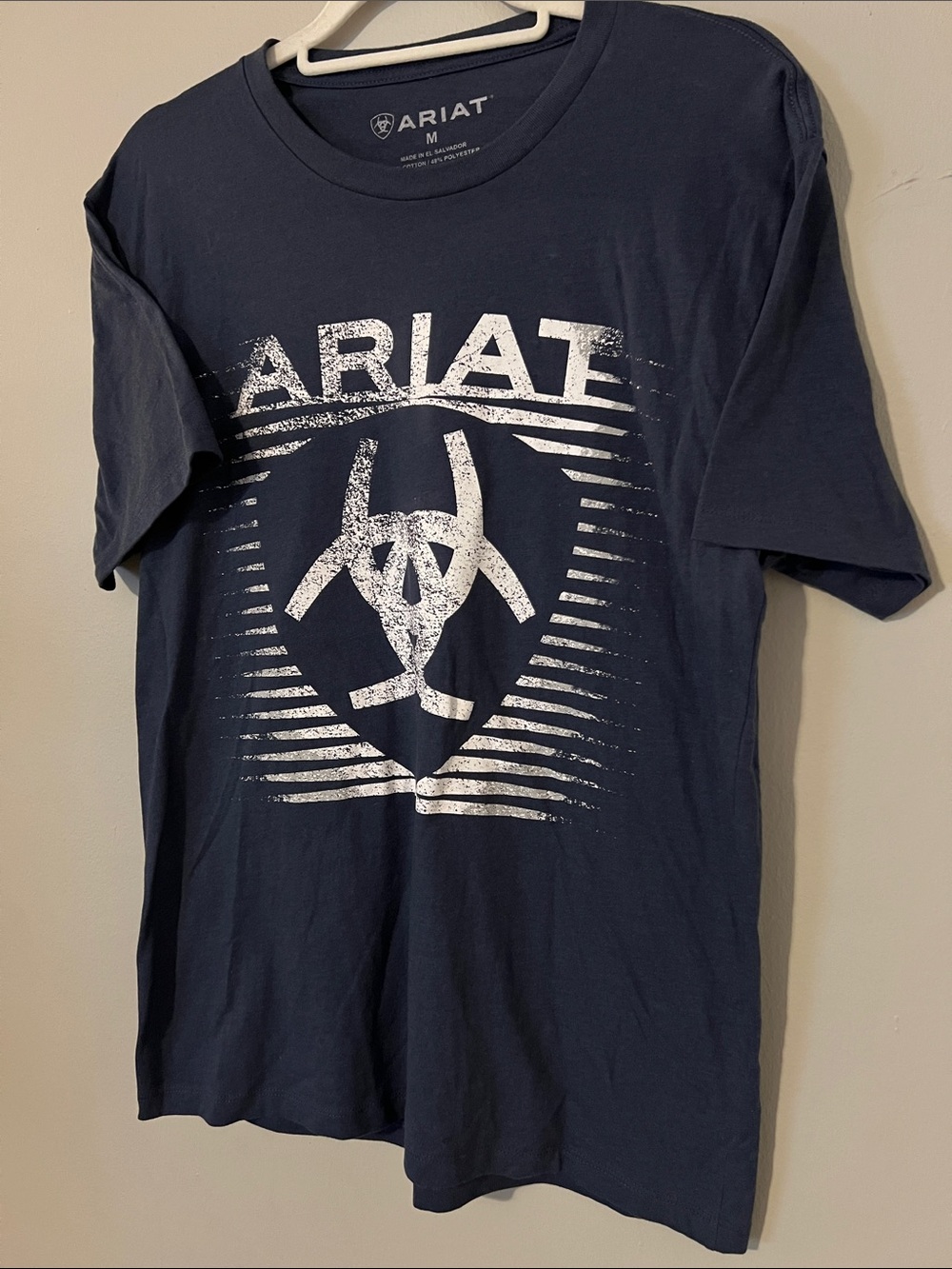 Ariat Navy Short-Sleeve Tee with Distressed White Logo Size M